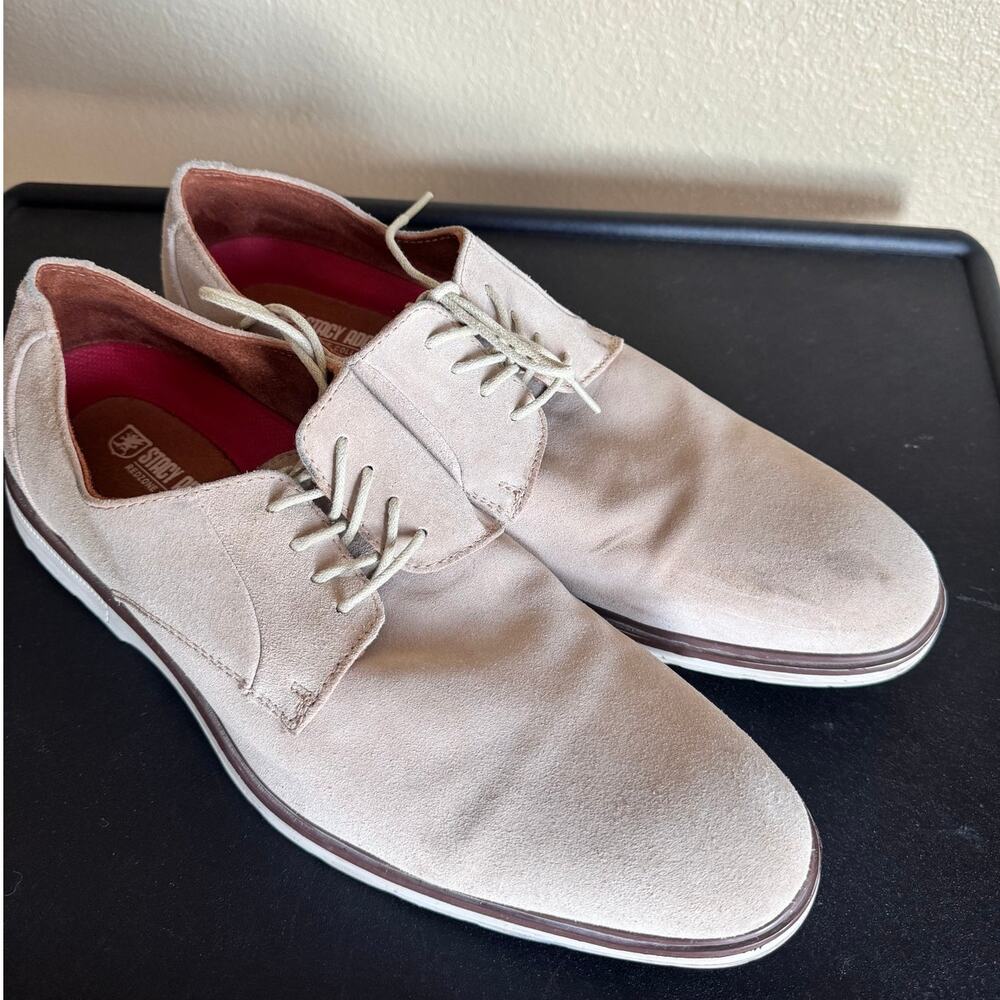 Stacy Adams Red Zone Suede Derby Dress Shoes Men’s Size 11 Beige Lace Up Casual
